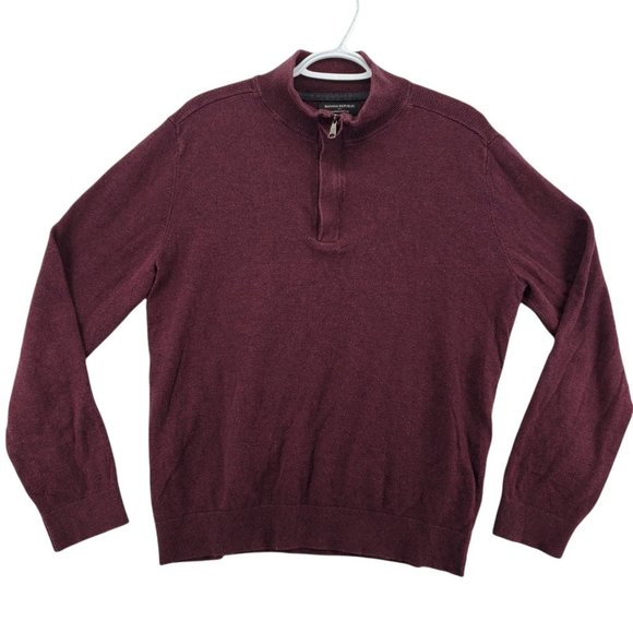 Banana Republic Sweater Men's Long Sleeve 1/4 Zip Pullover High Neck Purple Med - Picture 1 of 12